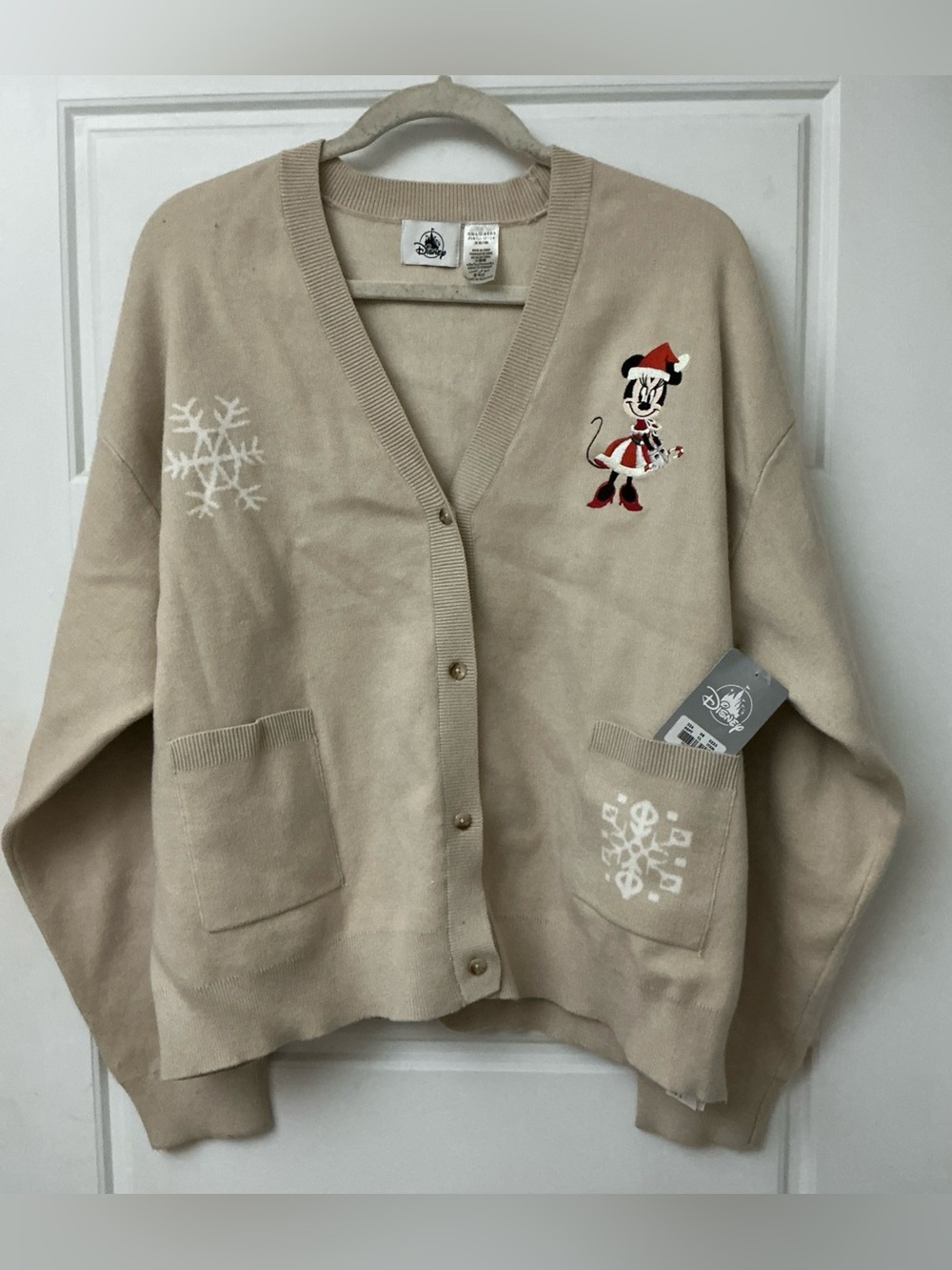 Disney Parks Minnie Mouse Holiday Sweater Cardigan Christmas Women’s XL NEW